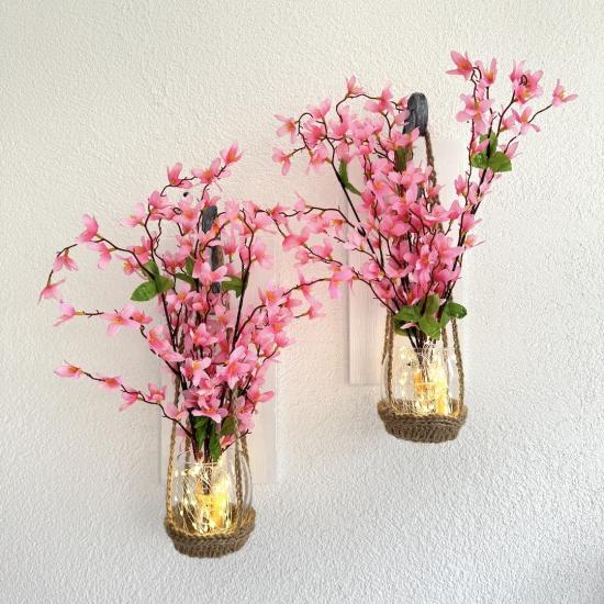 Duvar Dekoru Pembe Sakura Çiçekli Aplik Set