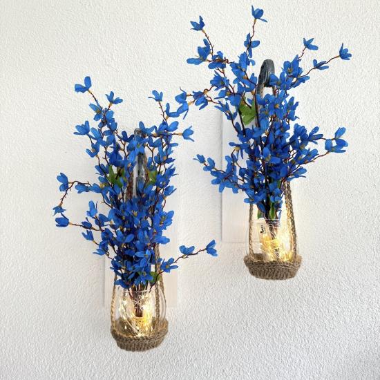 Duvar Dekoru Mavi Sakura Çiçekli Aplik Set