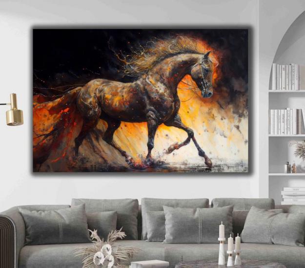 Horse - Yağlı Boya Efektli, Laminasyonlu Kanvas Tablo