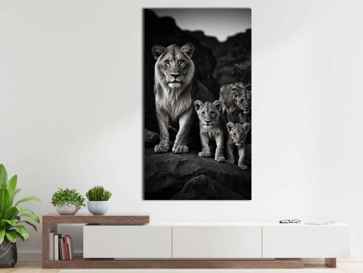 Lion Family - Laminasyonlu Kanvas Tablo