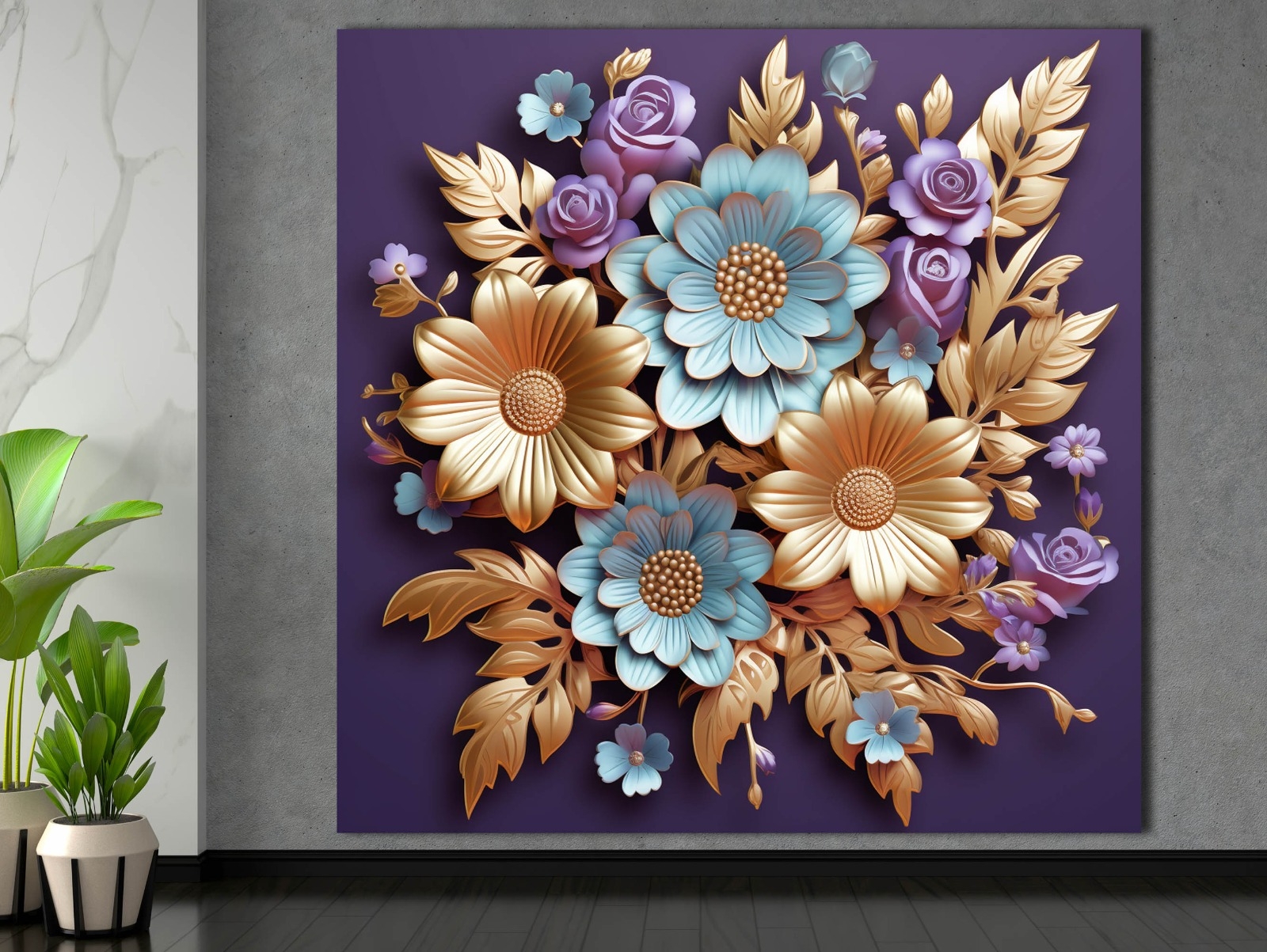 Flower%20-%20Sim%20İşlemeli,%20Laminasyonlu%20Kanvas%20Tablo